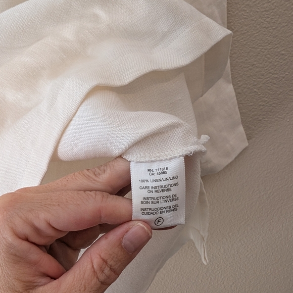 Michael Kors Linen Embellished Tunic Size XS Cream beaded Neckline - Picture 6 of 8